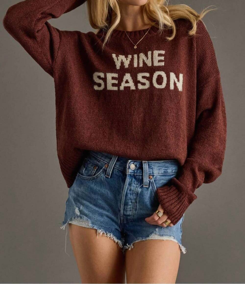 NEW PANACHE APPAREL wine season sweater in brown /cream